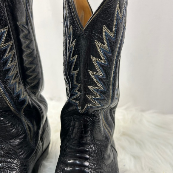 Panhandle Slim Black Ostrich Leather Cowboy‎ Western Boots Mens 9 1/2 - Picture 3 of 9